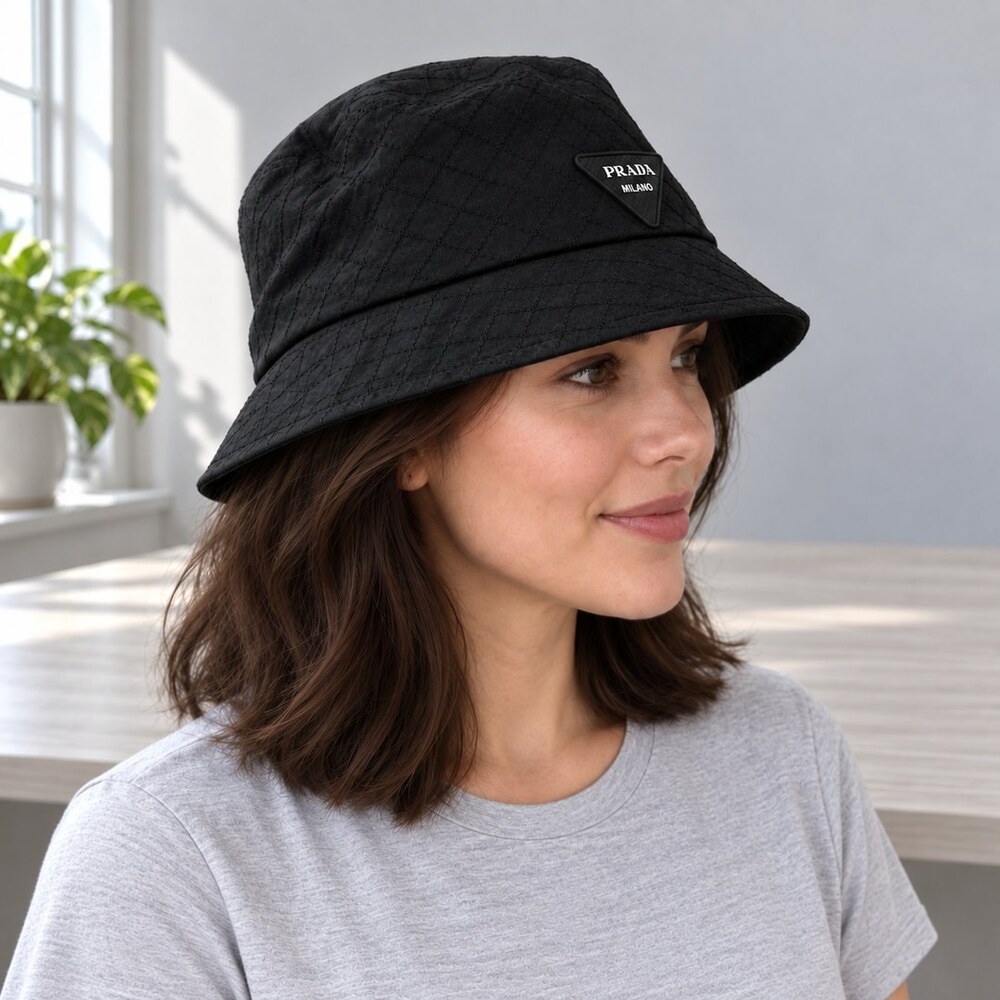 Prada Black Diamond-Texture Bucket Hat - Picture 3 of 6